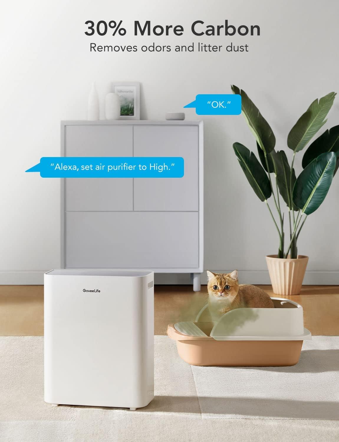 imageGovee Life Smart Air Purifiers for Home Large Room H13 True HEPA Air Purifiers for Pets with PM25 Sensor Washable PreFilter for Pet Hair Lint 24dB Large Air Purifier