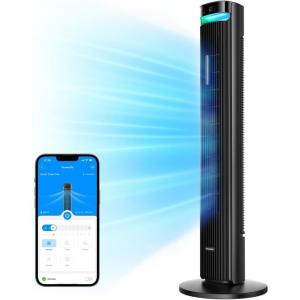imageGoveeLife 42 Tower Fan for Bedroom Smart Floor Fans with 150 Adjustable Oscillating APP ampamp Voice Control 5 Modes 12 Speeds up to 26fts 24H Timer 27dB Quiet Fan for Cooling Home Office SilverBlack
