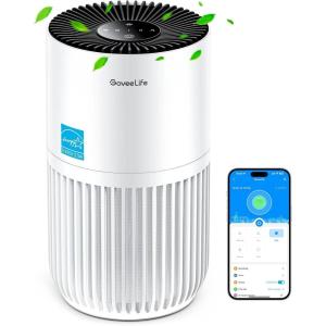 imageGoveeLife Mini Air Purifier for Bedroom HEPA Smart Filter Air Purifier with App Alexa Control for Pet Hair Odors Pollen Smoke Portable Air Cleaner with 3 Speeds 2 Modes Timer Aroma for HomeWhite