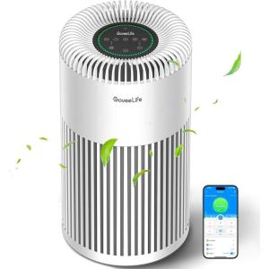 imageGoveeLife Smart Air Purifier for Home Large Room Up to 1524 sqftwith Washable Filter Integrated PM 25 Air Quality SensorWiFi H13 True HEPA Air Purifier for Smoke Wildfire Pet Hair24dB WhiteWhite