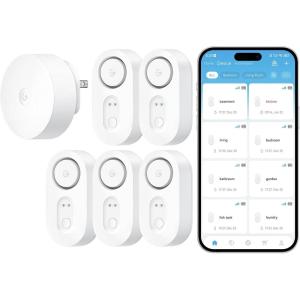 imageGoveeLife Upgraded Smart Water Leak Detector 1s with 1804ft Long Monitoring Range WiFi Water Sensor with EmailAPP Push and Sound Alarm5Year Battery Life 5 Pack Suit for Home Basement KitchenGateway5 sensor