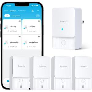 imageGoveeLife WiFi Water Ieak Detector 2 for Home Smart Water Ieak Sensor 4 Pack with 100dB Adjustable Alarm and App Alerts Wireless Detector with 1312 ft Transmission for Basement Kitchen Bathroom1 gateway  4 sensor