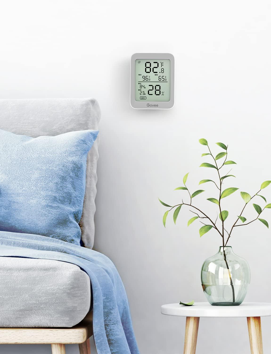 imageGovee Indoor Hygrometer Thermometer 3 Pack Bluetooth Humidity Temperature Gauge with Large LCD Display Notification Alert with Max Min Records 2 Years Data Storage Export for Room Greenhouse BlackGrey