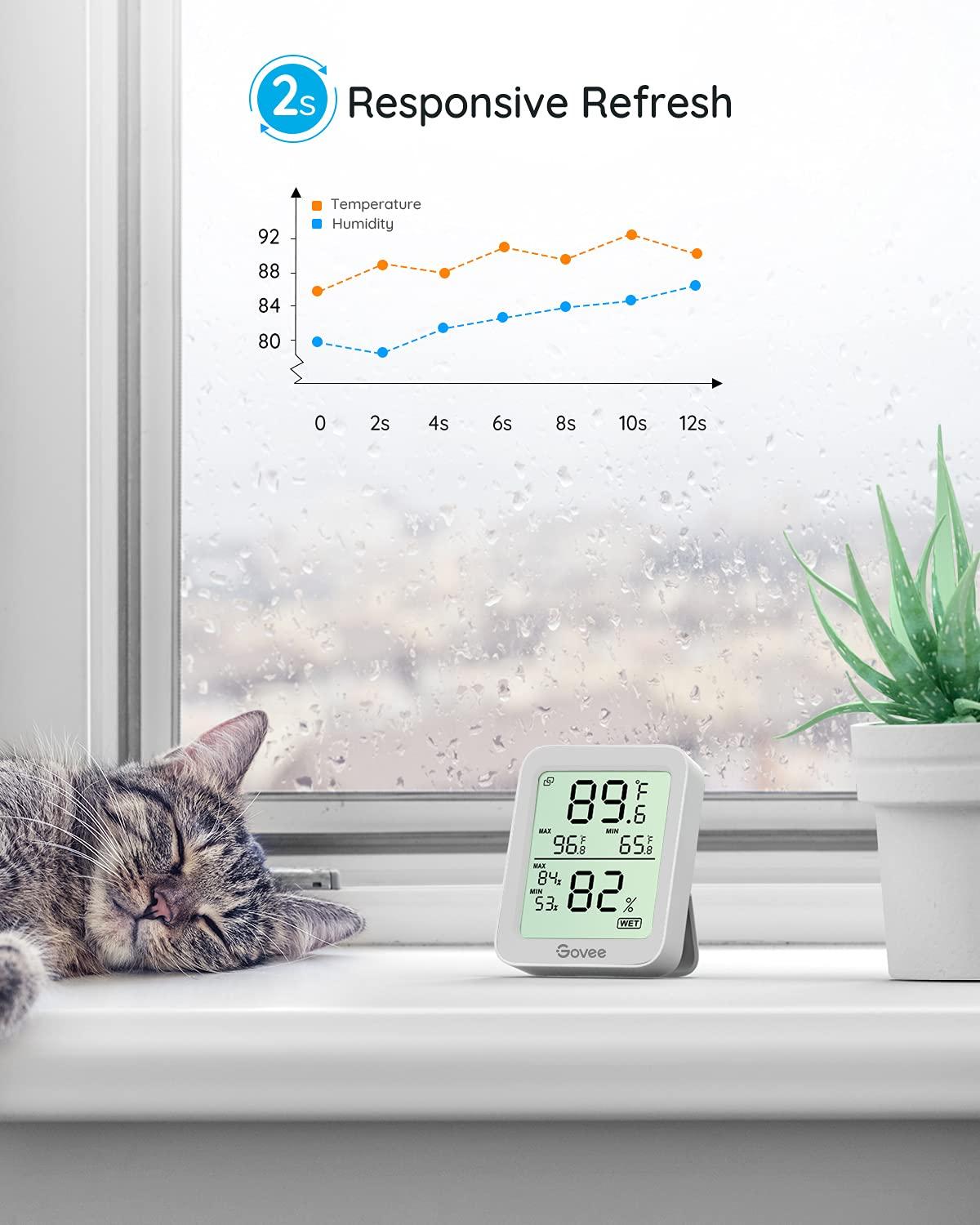 imageGovee Indoor Hygrometer Thermometer 3 Pack Bluetooth Humidity Temperature Gauge with Large LCD Display Notification Alert with Max Min Records 2 Years Data Storage Export for Room Greenhouse BlackGrey