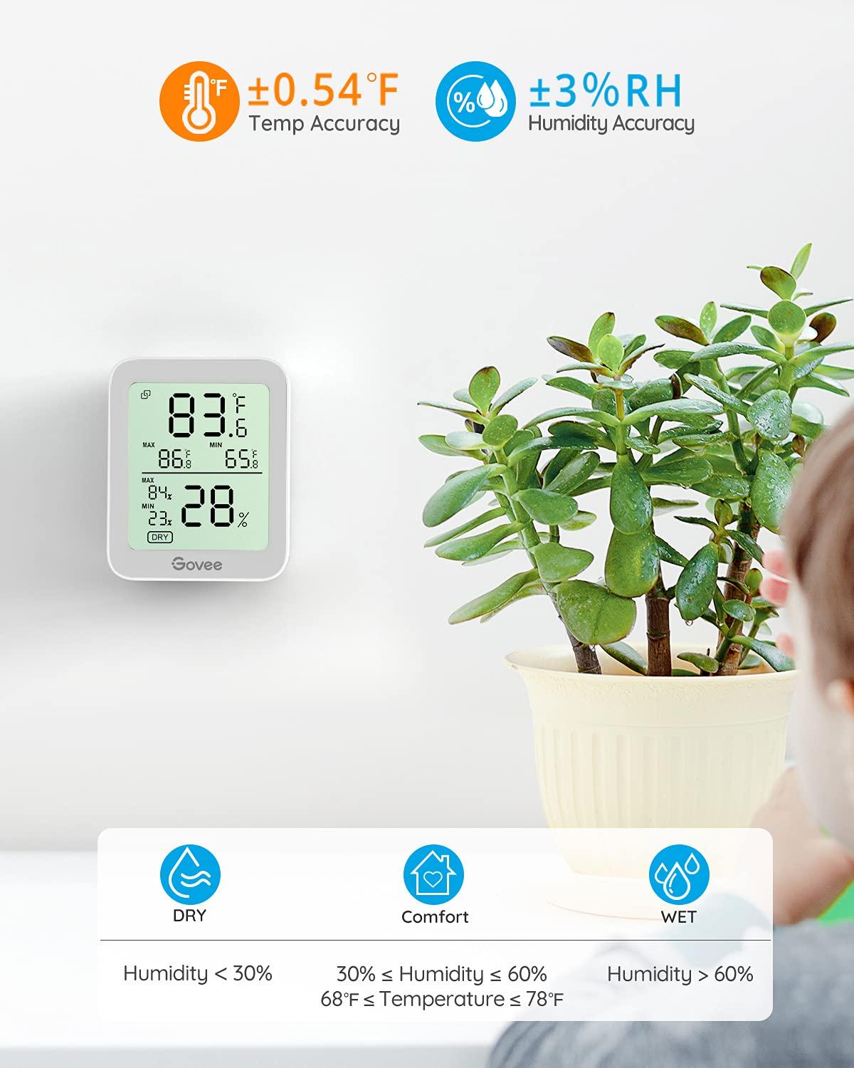 imageGovee Indoor Hygrometer Thermometer 3 Pack Bluetooth Humidity Temperature Gauge with Large LCD Display Notification Alert with Max Min Records 2 Years Data Storage Export for Room Greenhouse BlackGrey