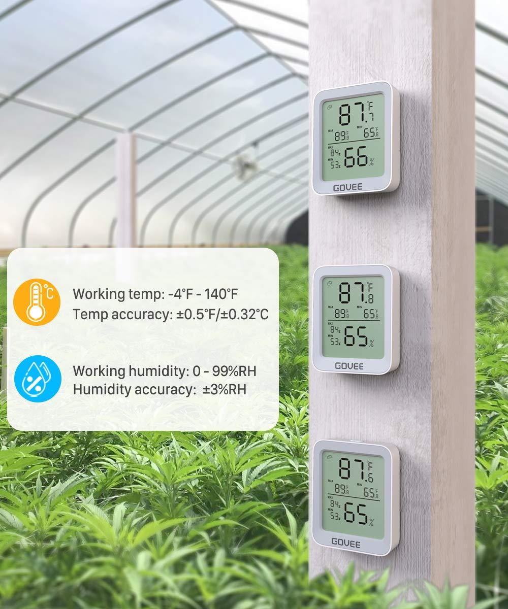 imageGovee Indoor Hygrometer Thermometer 3 Pack Bluetooth Humidity Temperature Gauge with Large LCD Display Notification Alert with Max Min Records 2 Years Data Storage Export for Room Greenhouse BlackGrey