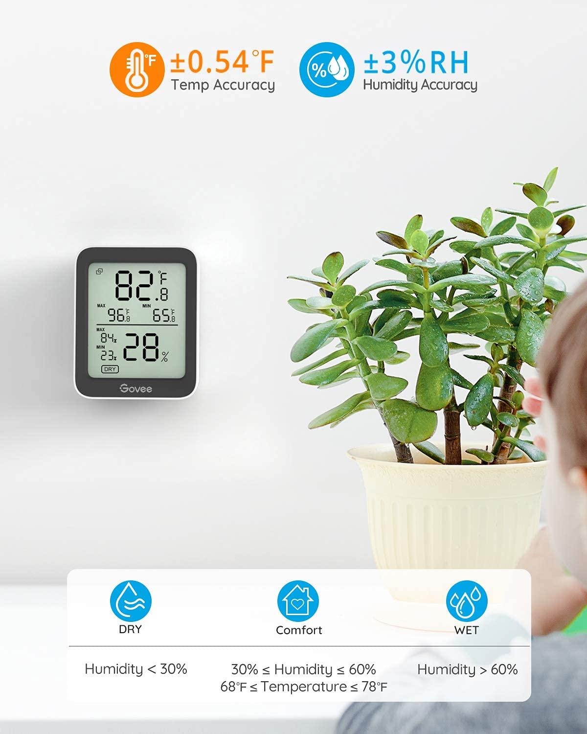 imageGovee Indoor Hygrometer Thermometer 3 Pack Bluetooth Humidity Temperature Gauge with Large LCD Display Notification Alert with Max Min Records 2 Years Data Storage Export for Room Greenhouse BlackBlack