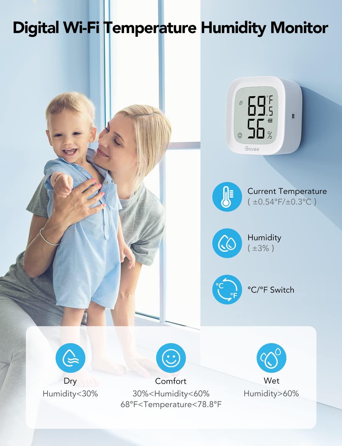 imageGovee WiFi Thermometer Hygrometer 2Pack H5103 Indoor Temperature Humidity Sensor with Electronic Ink Display App Notification Alert Free Data Storage Export Digital Remote Monitor for Bedroom2
