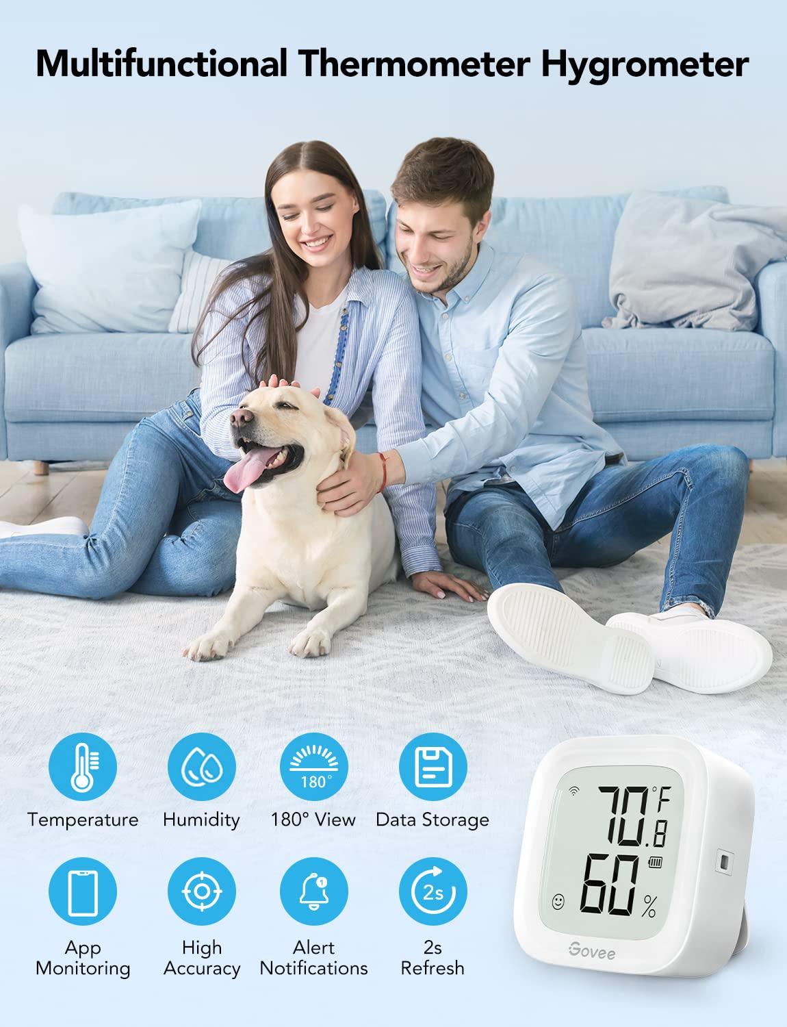 imageGovee WiFi Thermometer Hygrometer 2Pack H5103 Indoor Temperature Humidity Sensor with Electronic Ink Display App Notification Alert Free Data Storage Export Digital Remote Monitor for Bedroom2