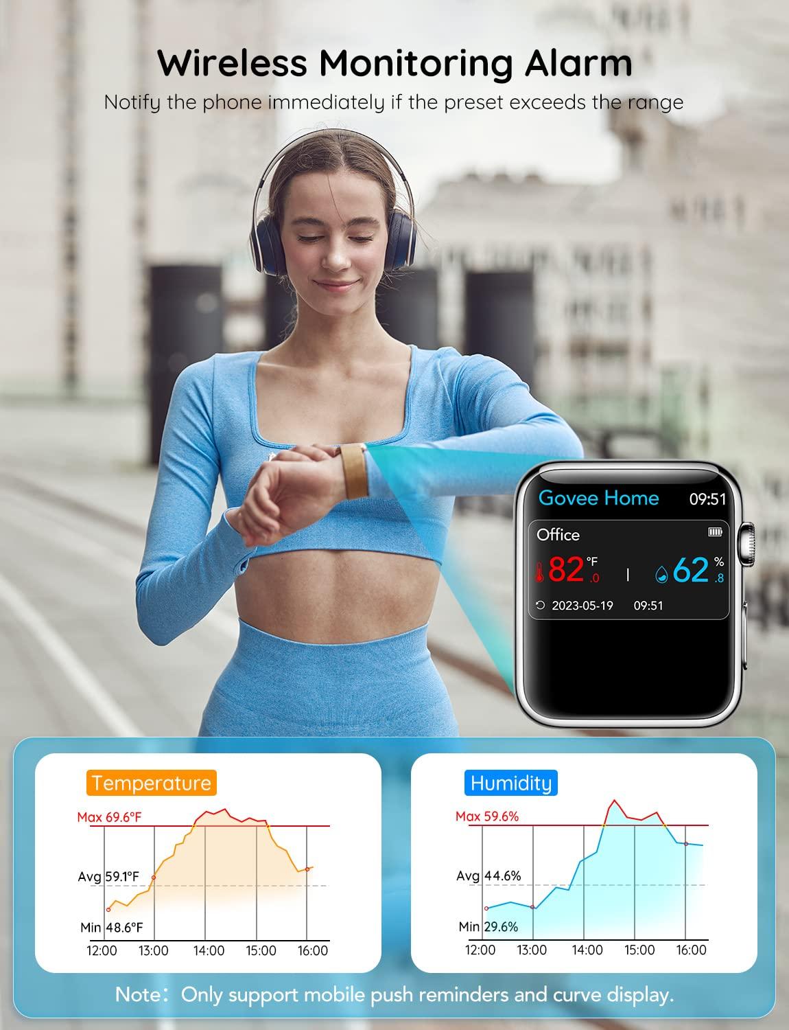 imageGovee WiFi Thermometer Hygrometer 2Pack H5103 Indoor Temperature Humidity Sensor with Electronic Ink Display App Notification Alert Free Data Storage Export Digital Remote Monitor for Bedroom2