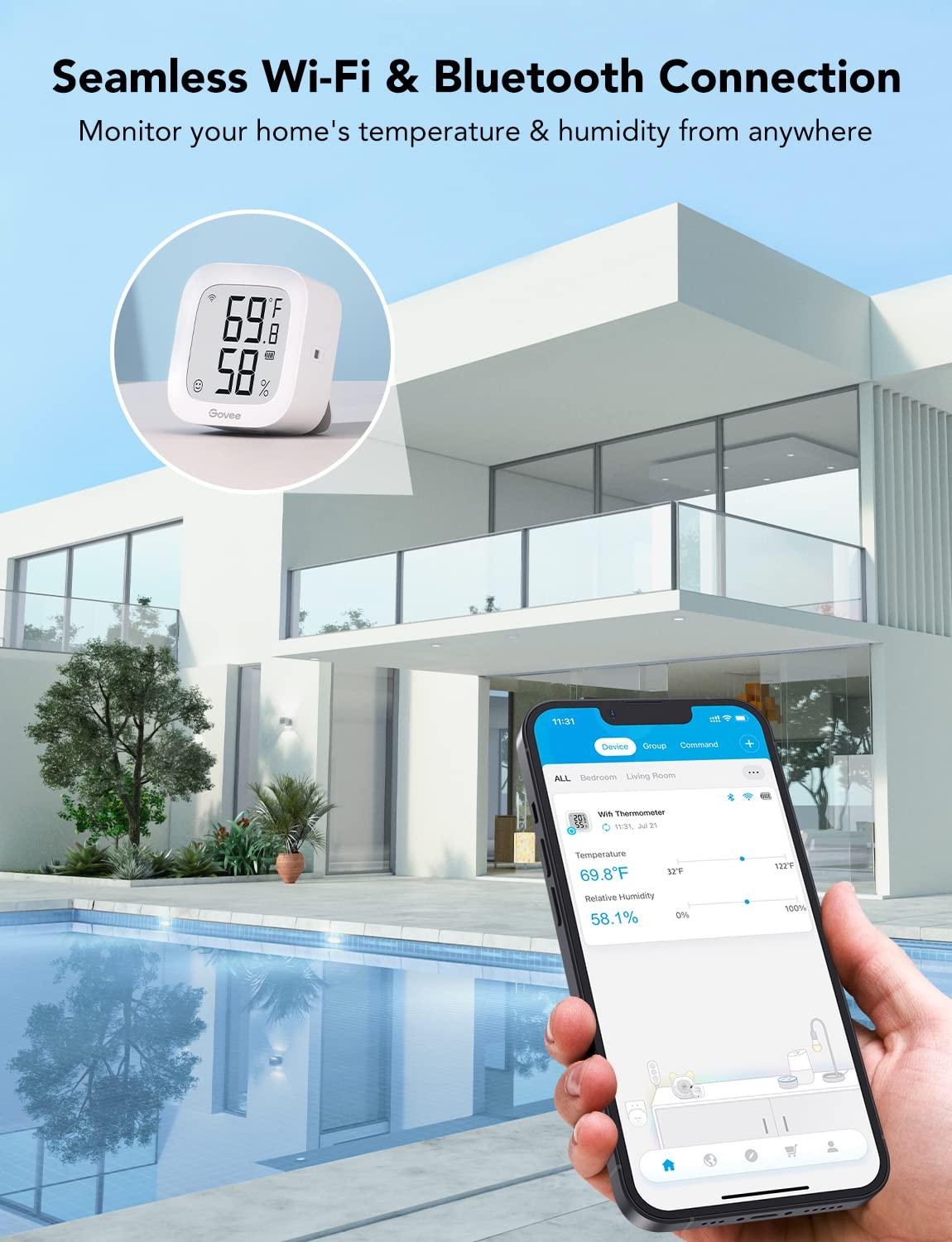 imageGovee WiFi Thermometer Hygrometer 2Pack H5103 Indoor Temperature Humidity Sensor with Electronic Ink Display App Notification Alert Free Data Storage Export Digital Remote Monitor for Bedroom2