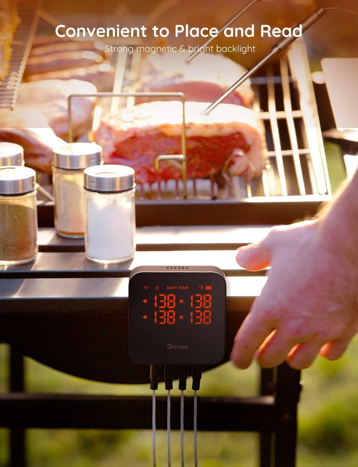 imageGovee Wireless Meat Thermometer with 4 Probe Smart WiFi Meat Thermometer with Unlimited Range App Notification Alert Digital Rechargeable Bluetooth Food Thermometer for Smoker BBQ Grill Oven Kitchen