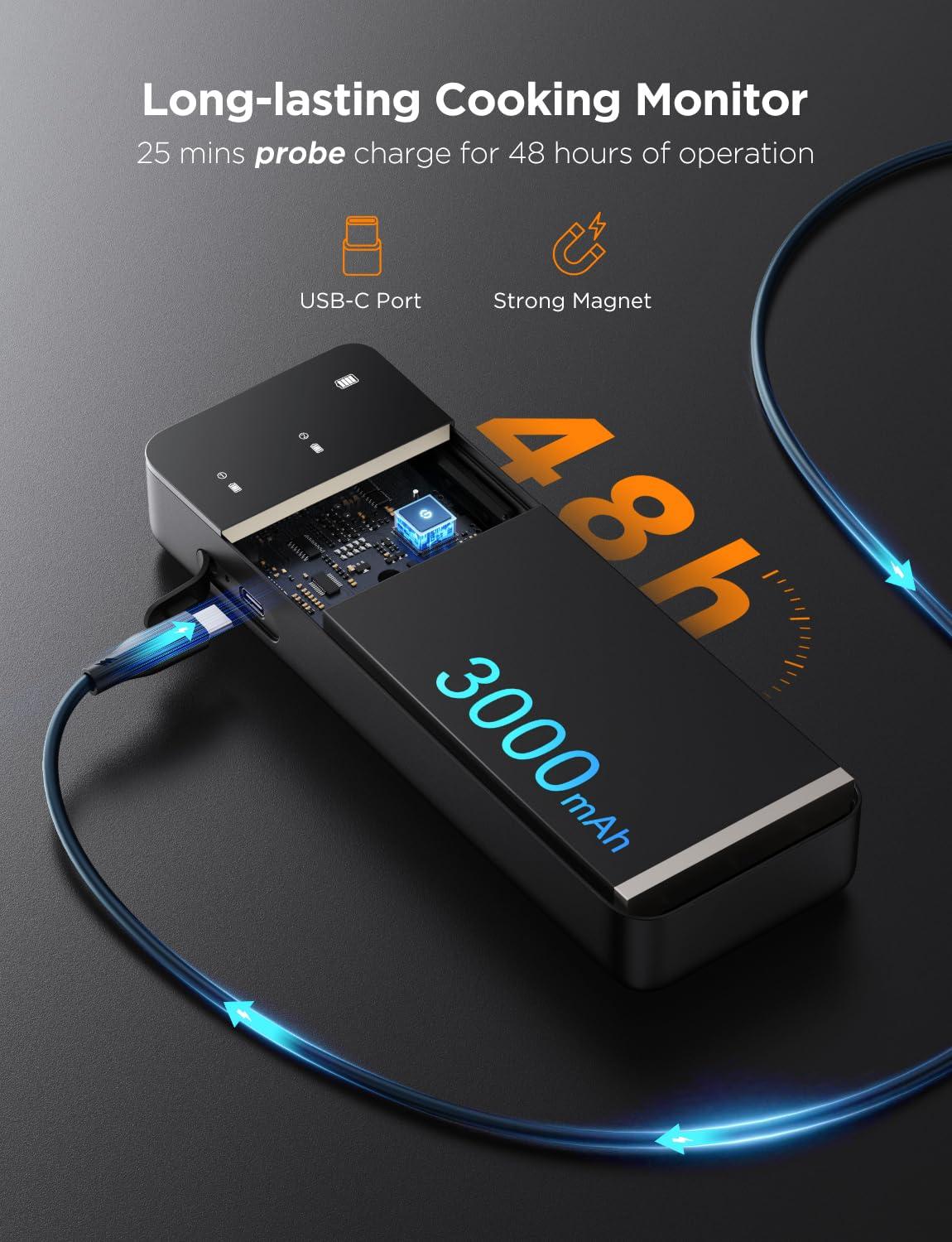 imageGoveeLife Digital Meat Thermometer Wireless with WiFi Bluetooth Food Thermometer for Cooking Long Range Probe Monitoring Rechargeable Base APP Alerts Recipes for BBQ Oven Grill SmokerDouble Probe Set