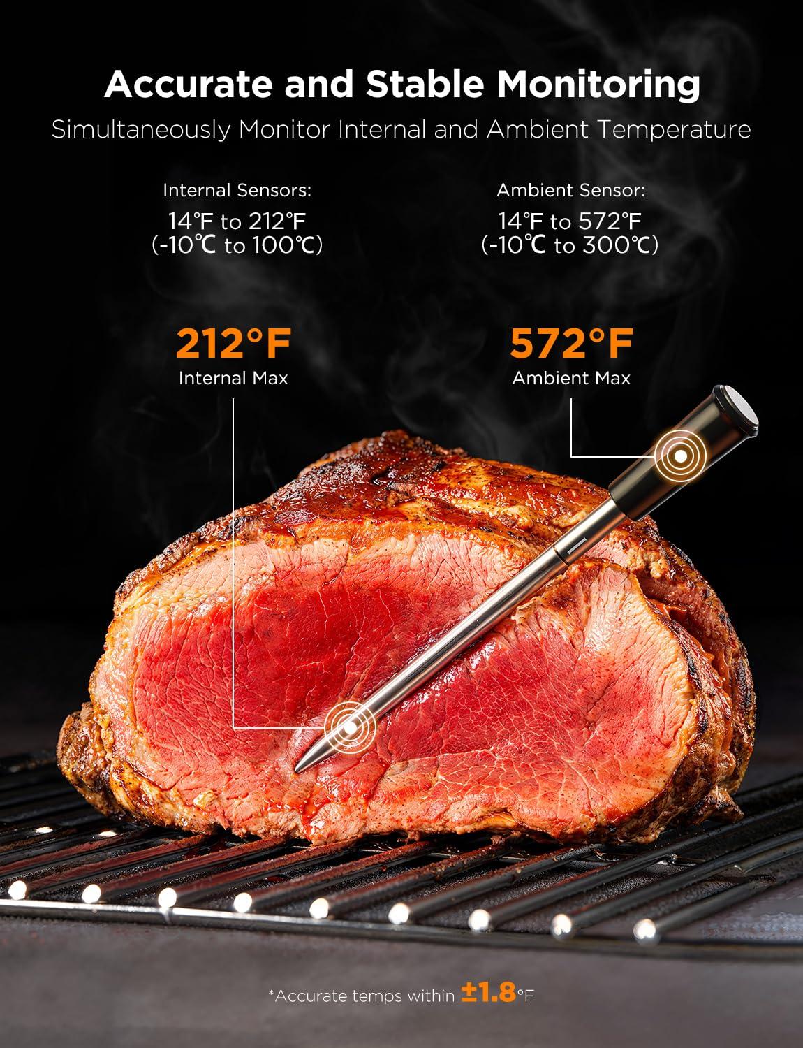 imageGoveeLife Digital Meat Thermometer Wireless with WiFi Bluetooth Food Thermometer for Cooking Long Range Probe Monitoring Rechargeable Base APP Alerts Recipes for BBQ Oven Grill SmokerDouble Probe Set