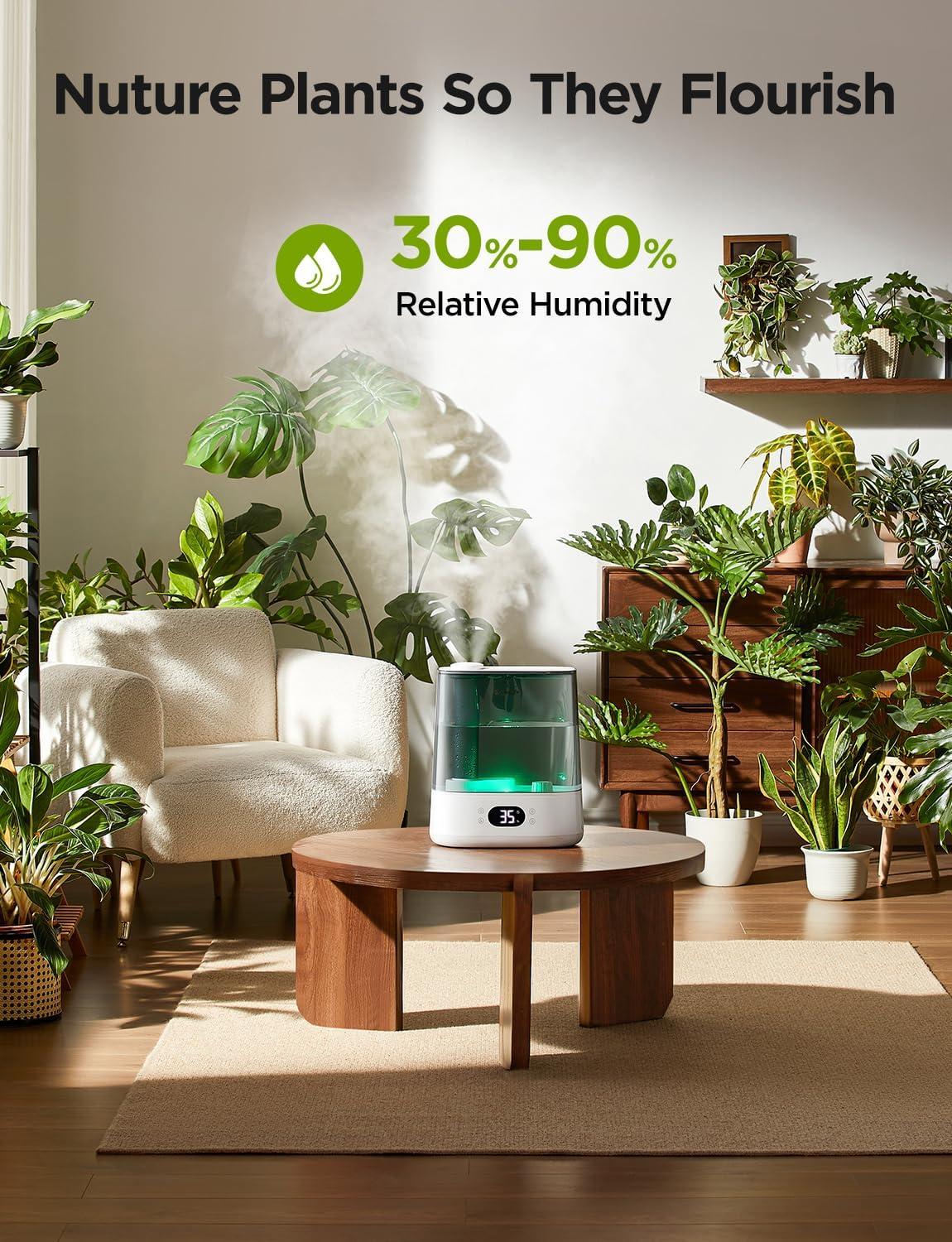 imageGoveeLife Smart Humidifiers for Bedroom 6L Cool Mist Top Fill for Large Room Humidity Sensor Auto Mode 60H Quiet Runtime Schedule WiFi Humidifier for Baby Plant Compatible with Alexa BlackWhite