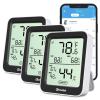 imageGovee Indoor Hygrometer Thermometer 3 Pack Bluetooth Humidity Temperature Gauge with Large LCD Display Notification Alert with Max Min Records 2 Years Data Storage Export for Room Greenhouse BlackBlack