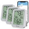 imageGovee Indoor Hygrometer Thermometer 3 Pack Bluetooth Humidity Temperature Gauge with Large LCD Display Notification Alert with Max Min Records 2 Years Data Storage Export for Room Greenhouse BlackGrey