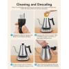 imageGoveeLife Smart Electric Kettle 08L WiFi Gooseneck Kettle Compatible with Alexa 5 Modes for Use 3minute Fast Heating and 2H Keep Warm AutoShut off for Safety Stainless Steel Matte BlackSilver
