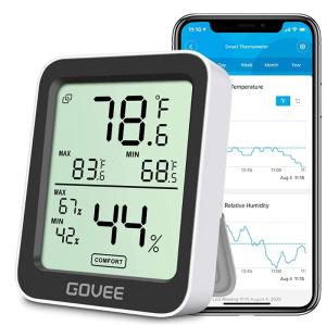 imageGovee Indoor Hygrometer Thermometer 3 Pack Bluetooth Humidity Temperature Gauge with Large LCD Display Notification Alert with Max Min Records 2 Years Data Storage Export for Room Greenhouse BlackBlack