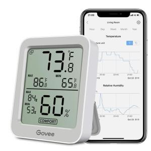 imageGovee Indoor Hygrometer Thermometer 3 Pack Bluetooth Humidity Temperature Gauge with Large LCD Display Notification Alert with Max Min Records 2 Years Data Storage Export for Room Greenhouse BlackGrey