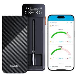 imageGoveeLife Digital Meat Thermometer Wireless with WiFi Bluetooth Food Thermometer for Cooking Long Range Probe Monitoring Rechargeable Base APP Alerts Recipes for BBQ Oven Grill SmokerSingle Probe Set