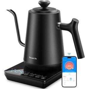 imageGoveeLife Smart WiFi Electric Kettle with LED Display Variable Temperature Control 08L Alexa Compatible  Stainless Steel Kettle for Pour Over Coffee Brew Tea Boil Hot Water Matte Black