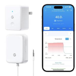 imageGoveeLife WiFi Refrigerator Thermometer with Alarm Wireless Digital Freezer Temperature Gauge with App Control 2 Years Free Data Export for Home Kitchen Fridge Pool Hot Tub