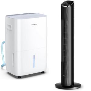 imageGoveeLife Dehumidifier for Home 4500 SqFt Black Tower Fan for Bedroom