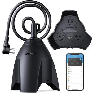 imageGovee Outdoor Smart Plug 3in1 Compact Outdoor WiFi Bluetooth Plug Conical Waterproof Design 15A Outlet with Timer Compatible with Alexa and Google Assistant No Hub Required 3ft Extension Cord