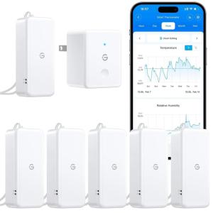imageGoveeLife 20 WiFi Hygrometer Thermometer 3 Pack Smart Humidity Temperature Sensor with App Notifications 2Year Free Data Storage Export Temperature Humidity for Bedroom Wine Cellar Basements6 Sensor