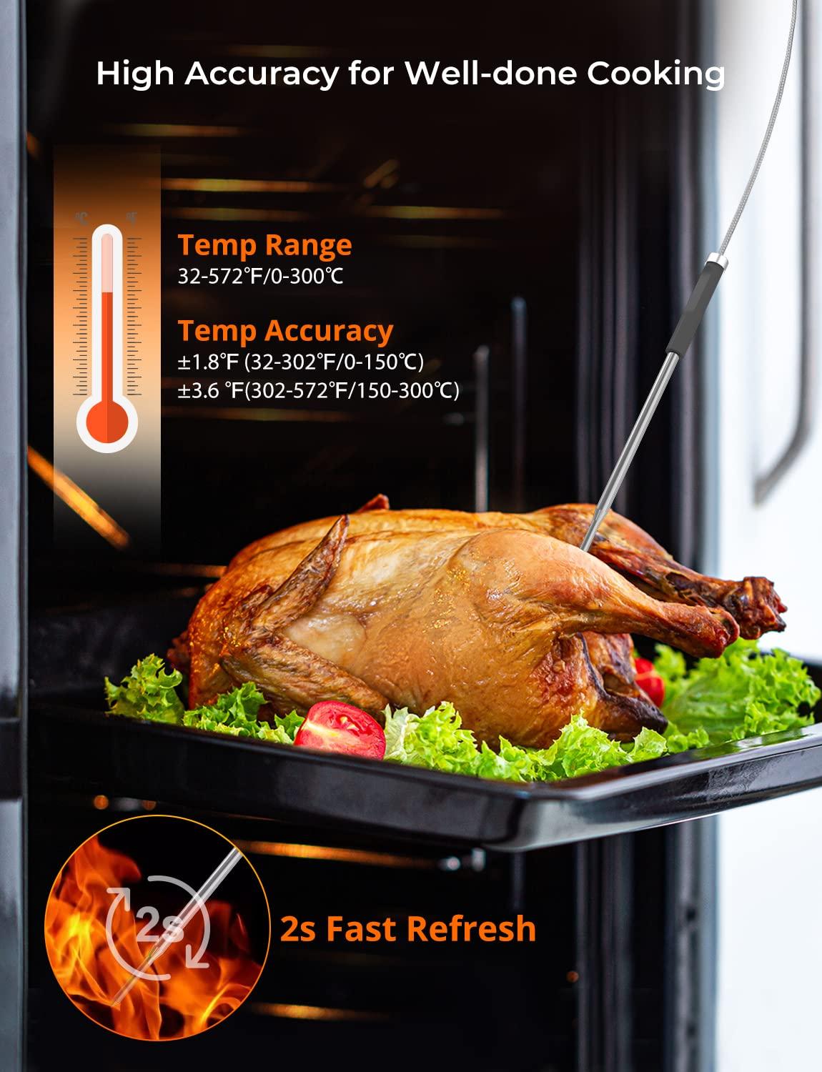 imageGovee Bluetooth Meat Thermometer Wireless Meat Thermometer for Smoker Oven Digital Grill Thermometer with 6 Probes Timer Mode Smart LCD Backlight BBQ Thermometer for Cooking Turkey Fish BeefBlack