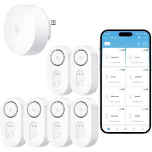 image:imageGoveeLife Upgraded Smart Water Leak Detector 1s with 1804 ft UltraLong Range WiFi Water Sensor with SMSEmailAPP Push and Sound Alarm 5Year Battery Life Suit for Home Basement Kitchen 6 PackGateway6 sensor