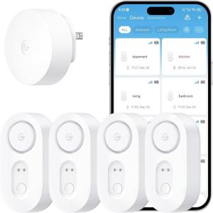 image:imageGoveeLife Upgraded Smart Water Leak Detector 1s with 1804 ft UltraLong Range WiFi Water Sensor with SMSEmailAPP Push and Sound Alarm 5Year Battery Life Suit for Home Basement Kitchen 6 PackGateway4 sensor