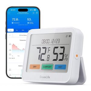 image:imageGoveeLife WiFi Thermometer Hygrometer 5in1 Temperature and Humidity Monitor with Weather Station Remote Sensor Large LCD Display Indoor Thermometer for Home Baby Room Greenhouse 3Pack1 Pack