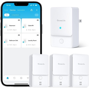 image:imageGoveeLife Premium Smart Water Leak Detector 2 with 1968ft UltraLong Range WiFi Water Sensor with SMSEmailAPP Push and Sound Alarm 5Year Battery Life Suitable for Home Basement Kitchen 3 Pack1 gateway3 sensor