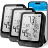 image:imageGoveeLife Hygrometer Thermometer H5104 3Pack Bluetooth Room Temperature Monitor with APP Alert and 2 Years Date Storage Export Remote LCD Digital Hygrometer Indoor Humidity Meter Greenhouse  Indoor temperature monitor with APP alert amp 2yr data storage export humidity meter for greenhousewine cellarbedroomBlack